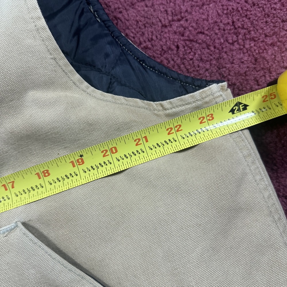 Vintage 90s Carhartt Quilt Lined Vest V01 Tan Cream XL Union USA Made Distressed - Picture 4 of 7